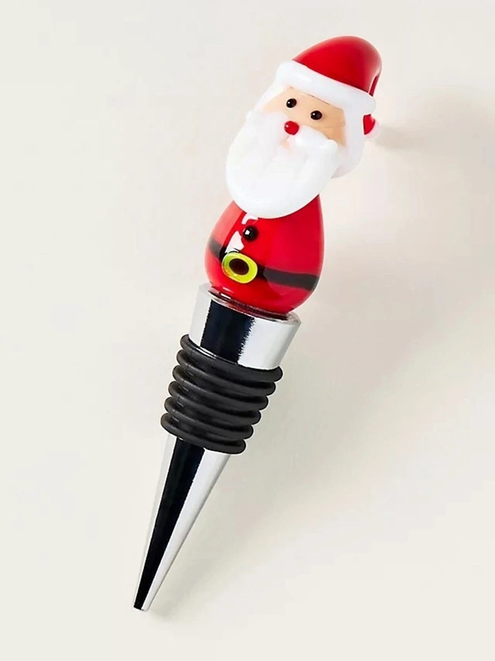 ❤️NWT Anthropologie Icon Glass Wine Stopper - Santa Motif